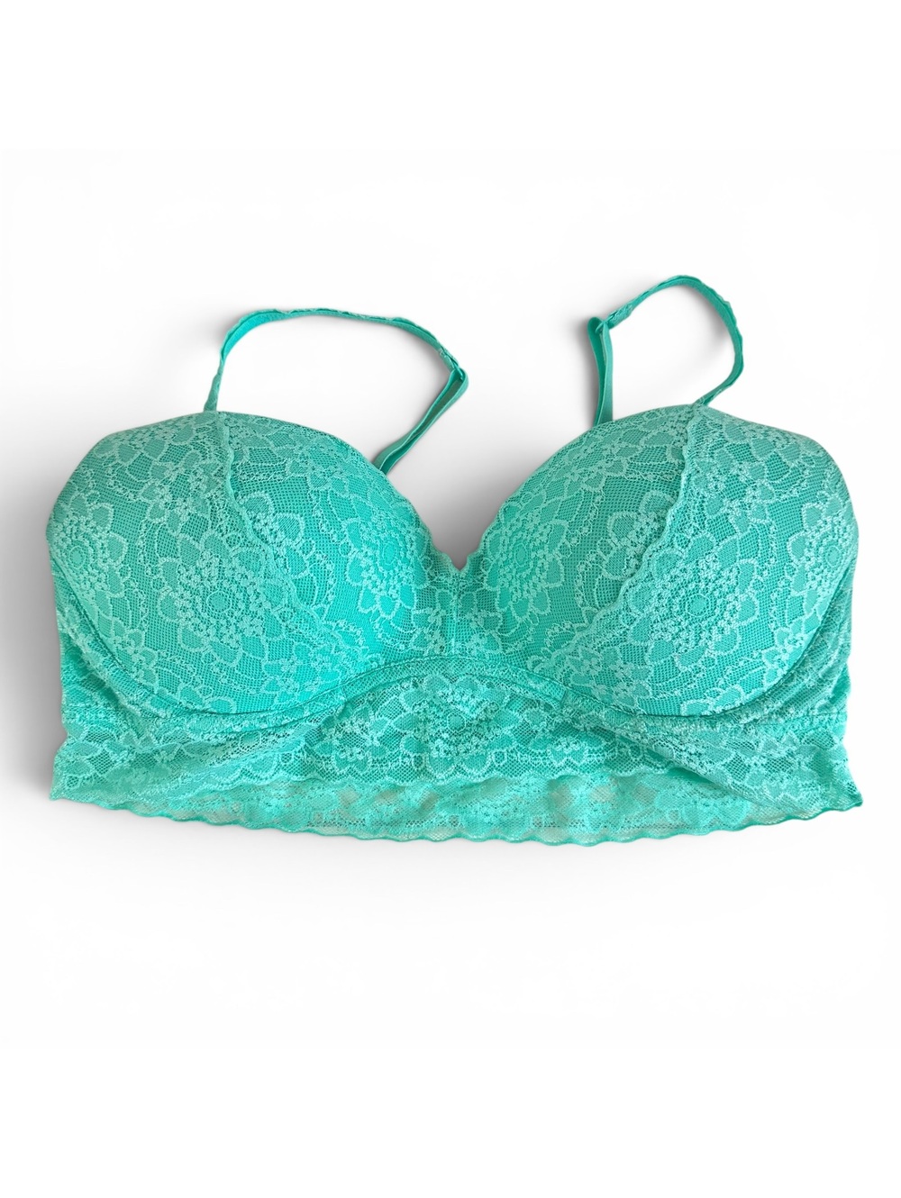 Victoria’s Secret PINK teal lace floral bralette Latge